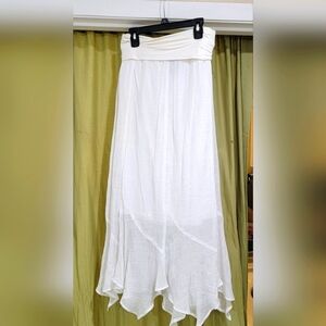 White Cotton A Line Panel insert skirt